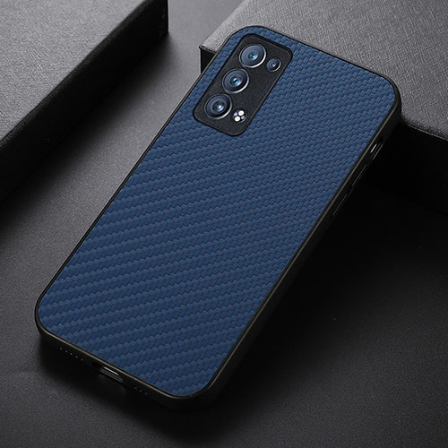 Soft Luxury Leather Snap On Case Cover B07H for Oppo Reno6 Pro+ Plus 5G Blue