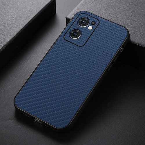 Soft Luxury Leather Snap On Case Cover B07H for Oppo Reno7 5G Blue