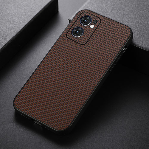 Soft Luxury Leather Snap On Case Cover B07H for Oppo Reno7 5G Brown