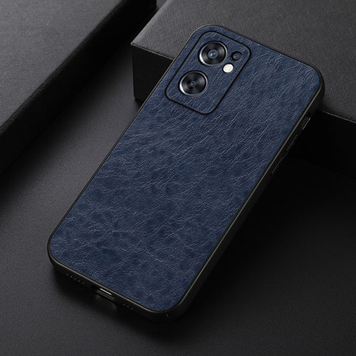 Soft Luxury Leather Snap On Case Cover B07H for Oppo Reno7 SE 5G Blue
