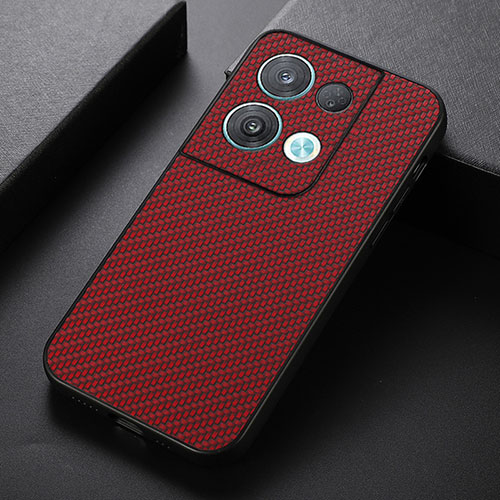 Soft Luxury Leather Snap On Case Cover B07H for Oppo Reno9 5G Red