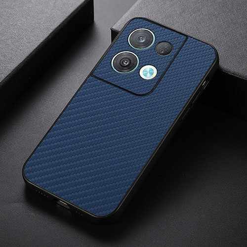 Soft Luxury Leather Snap On Case Cover B07H for Oppo Reno9 Pro+ Plus 5G Blue