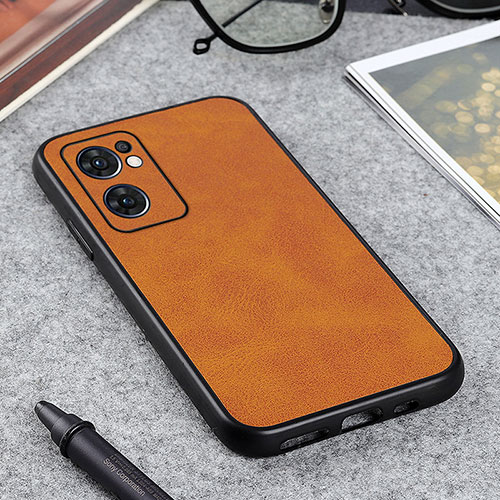 Soft Luxury Leather Snap On Case Cover B08H for Oppo Reno7 5G Brown