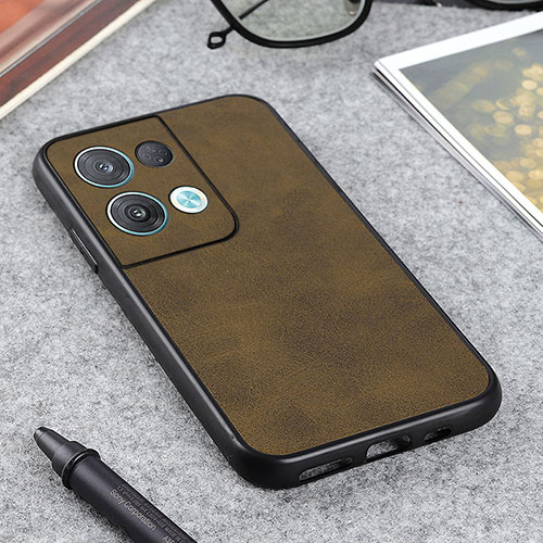 Soft Luxury Leather Snap On Case Cover B08H for Oppo Reno8 Pro 5G Green