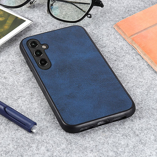 Soft Luxury Leather Snap On Case Cover B08H for Samsung Galaxy A14 5G Blue