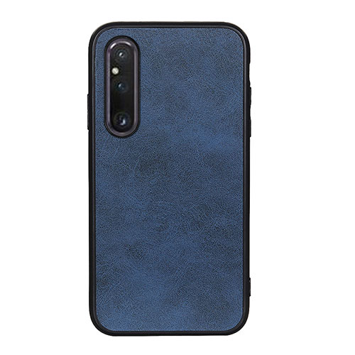 Soft Luxury Leather Snap On Case Cover B08H for Sony Xperia 1 V Blue