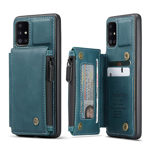 Soft Luxury Leather Snap On Case Cover C01S for Samsung Galaxy A51 4G Blue