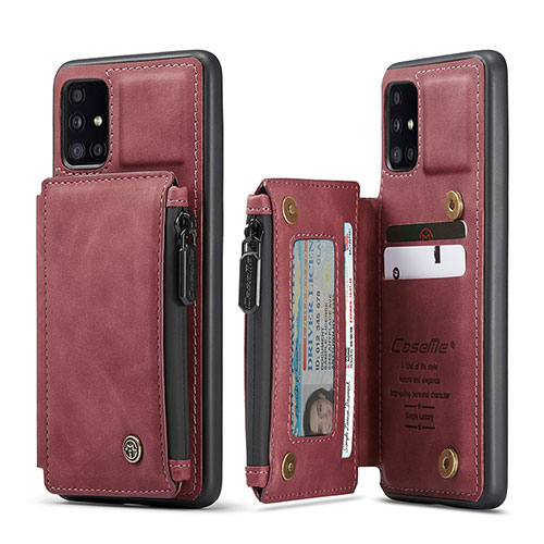 Soft Luxury Leather Snap On Case Cover C01S for Samsung Galaxy A51 4G Red