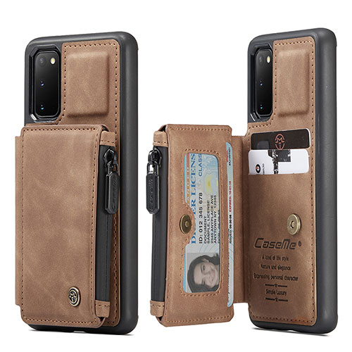 Soft Luxury Leather Snap On Case Cover C01S for Samsung Galaxy S20 5G Brown