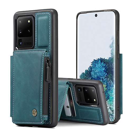 Soft Luxury Leather Snap On Case Cover C01S for Samsung Galaxy S20 Ultra 5G Blue