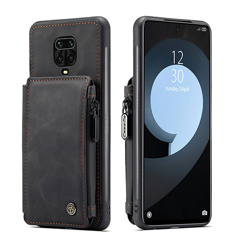 Soft Luxury Leather Snap On Case Cover C01S for Xiaomi Redmi Note 9 Pro Black