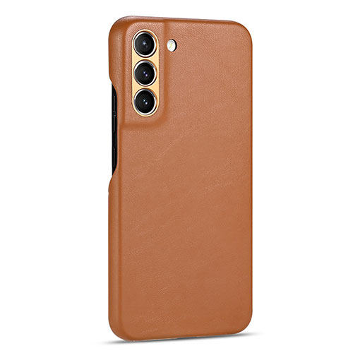 Soft Luxury Leather Snap On Case Cover C05 for Samsung Galaxy S22 5G Brown