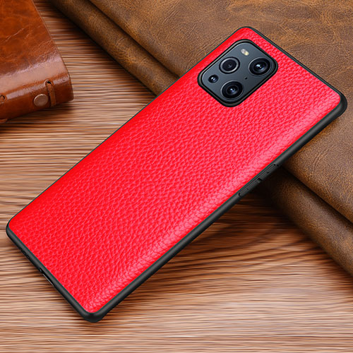 Soft Luxury Leather Snap On Case Cover DL1 for Oppo Find X3 Pro 5G Red