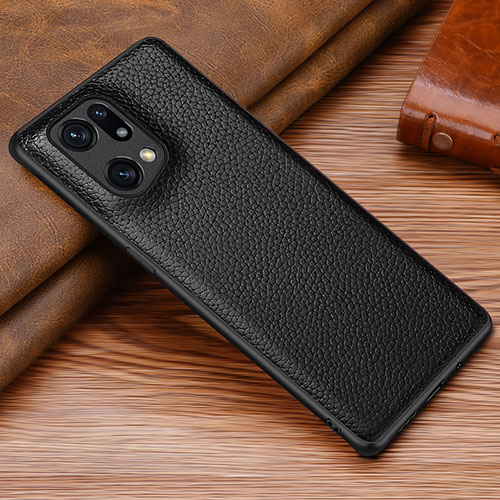 Soft Luxury Leather Snap On Case Cover DL1 for Oppo Find X5 5G Black