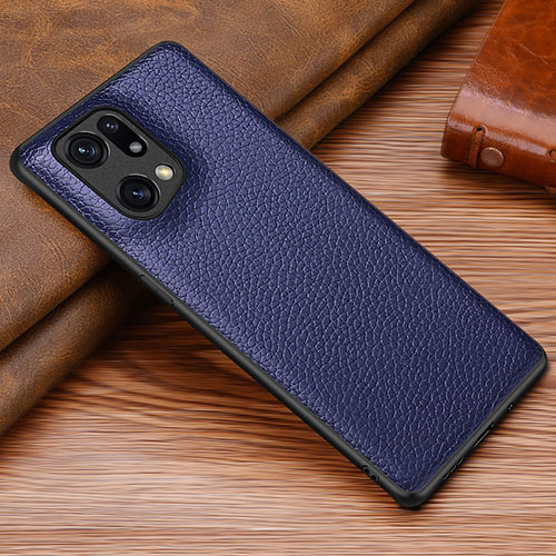 Soft Luxury Leather Snap On Case Cover DL1 for Oppo Find X5 5G Blue
