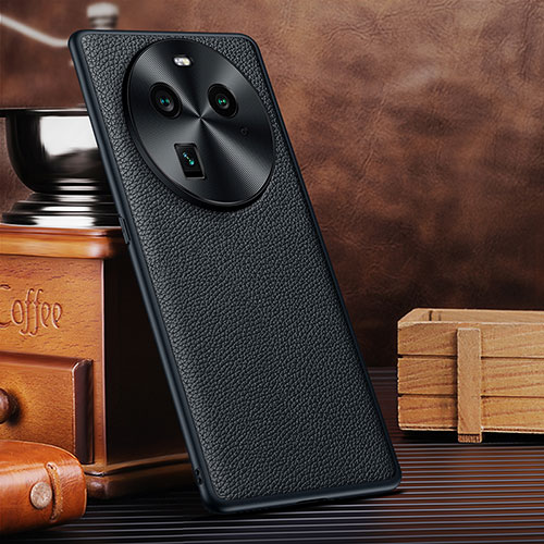 Soft Luxury Leather Snap On Case Cover DL1 for Oppo Find X6 5G Black