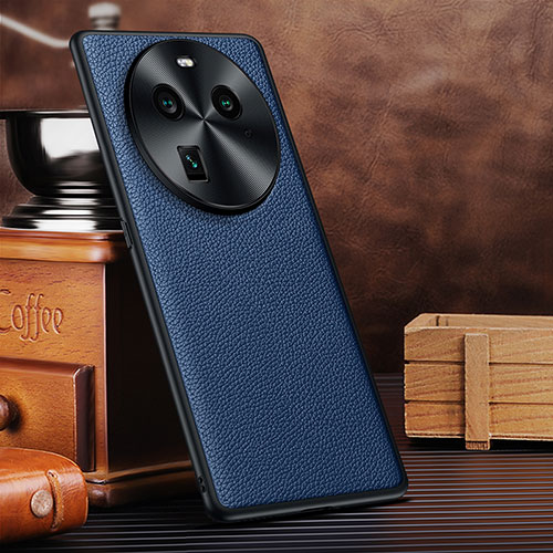 Soft Luxury Leather Snap On Case Cover DL1 for Oppo Find X6 Pro 5G Blue