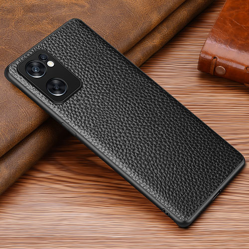 Soft Luxury Leather Snap On Case Cover DL1 for Oppo Reno7 SE 5G Black