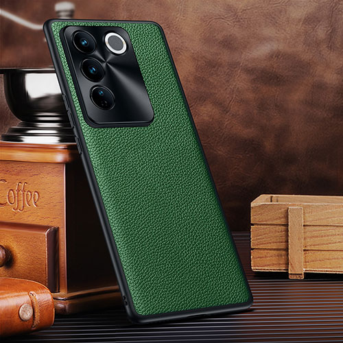 Soft Luxury Leather Snap On Case Cover DL1 for Vivo V27 5G Green