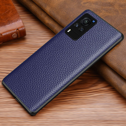 Soft Luxury Leather Snap On Case Cover DL1 for Vivo X60 Pro 5G Blue
