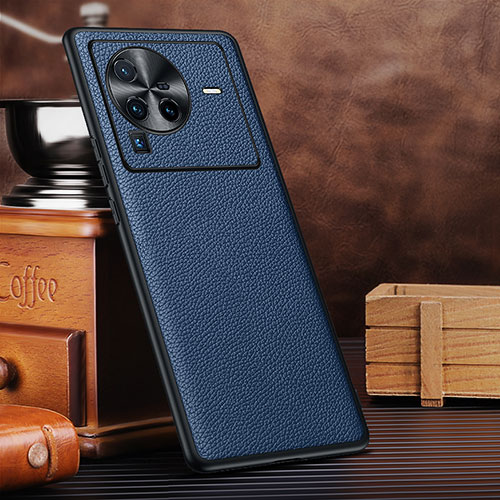 Soft Luxury Leather Snap On Case Cover DL1 for Vivo X80 Pro 5G Blue