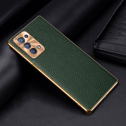 Soft Luxury Leather Snap On Case Cover DL2 for Oppo Reno6 Pro 5G Green