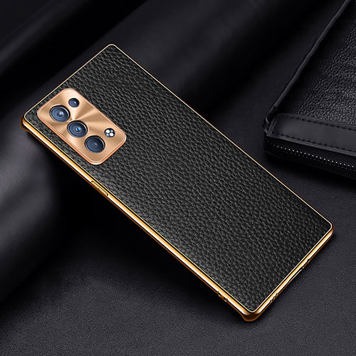Soft Luxury Leather Snap On Case Cover DL2 for Oppo Reno6 Pro+ Plus 5G Black