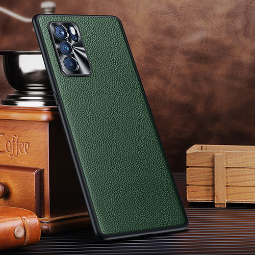 Soft Luxury Leather Snap On Case Cover DL3 for Oppo Reno6 Pro 5G India Green