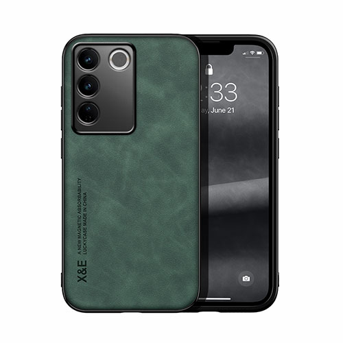 Soft Luxury Leather Snap On Case Cover DY1 for Vivo V27 5G Green
