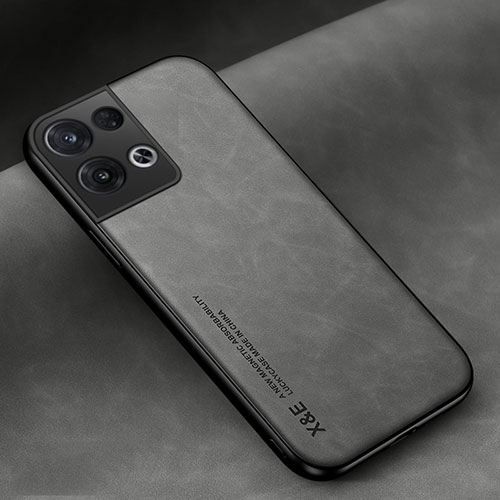 Soft Luxury Leather Snap On Case Cover DY2 for Oppo Reno8 5G Gray