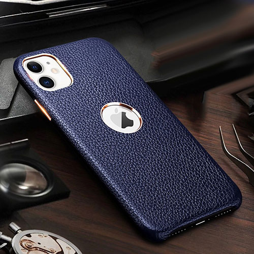 Soft Luxury Leather Snap On Case Cover for Apple iPhone 11 Blue