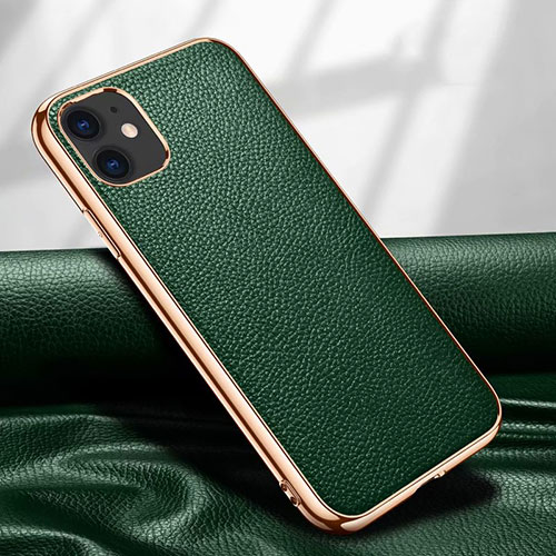 Soft Luxury Leather Snap On Case Cover for Apple iPhone 12 Green
