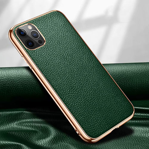 Soft Luxury Leather Snap On Case Cover for Apple iPhone 12 Pro Max Green