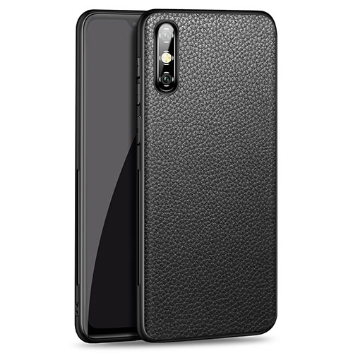 Soft Luxury Leather Snap On Case Cover for Huawei Enjoy 10e Black