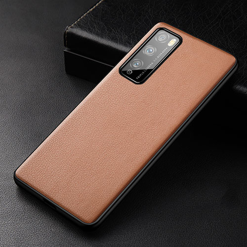 Soft Luxury Leather Snap On Case Cover for Huawei Enjoy Z 5G Orange