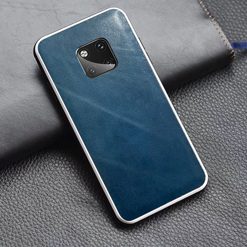 Soft Luxury Leather Snap On Case Cover for Huawei Mate 20 Pro Blue