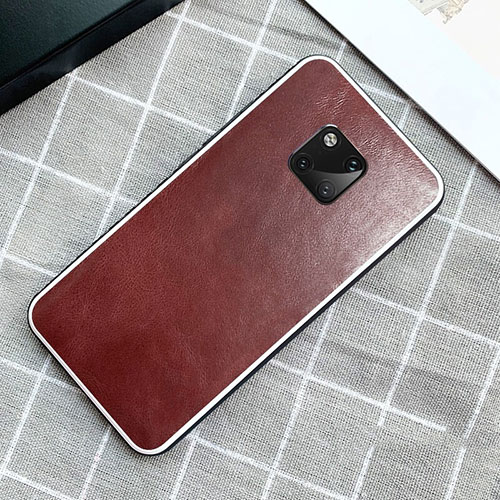 Soft Luxury Leather Snap On Case Cover for Huawei Mate 20 Pro Brown