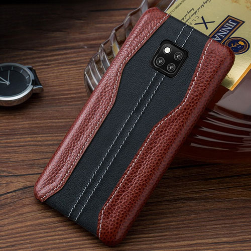 Soft Luxury Leather Snap On Case Cover for Huawei Mate 20 RS Brown