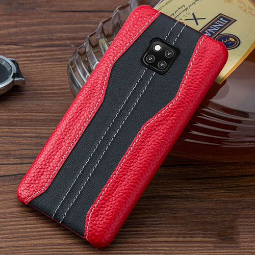 Soft Luxury Leather Snap On Case Cover for Huawei Mate 20 RS Red