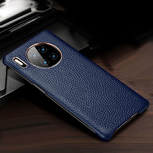 Soft Luxury Leather Snap On Case Cover for Huawei Mate 30 Pro 5G Blue