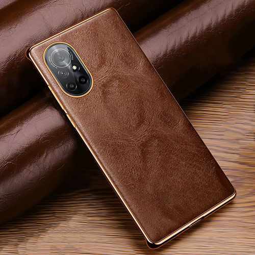 Soft Luxury Leather Snap On Case Cover for Huawei Nova 8 5G Brown