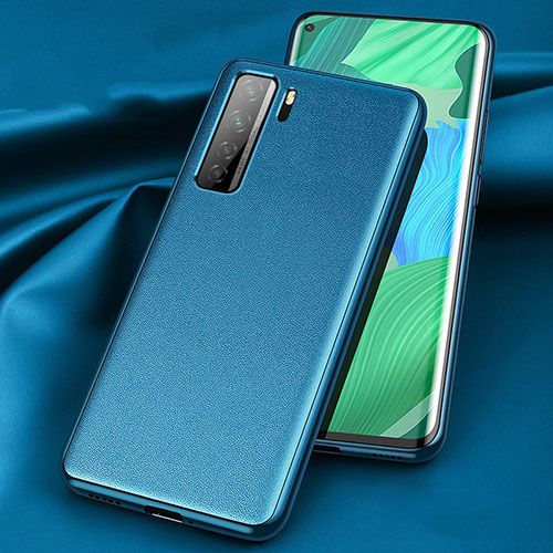 Soft Luxury Leather Snap On Case Cover for Huawei P40 Lite 5G Blue