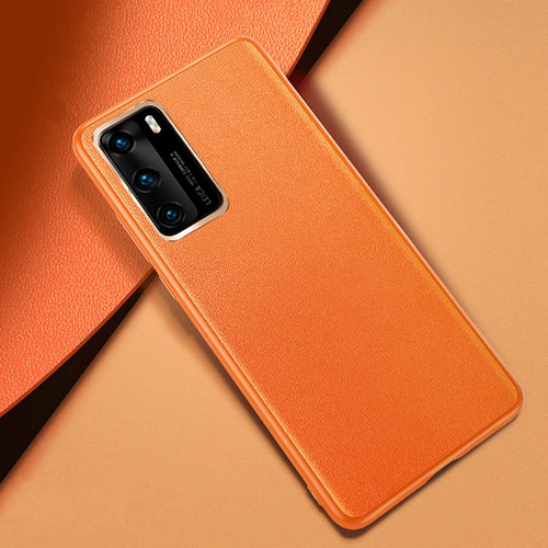 Soft Luxury Leather Snap On Case Cover for Huawei P40 Orange