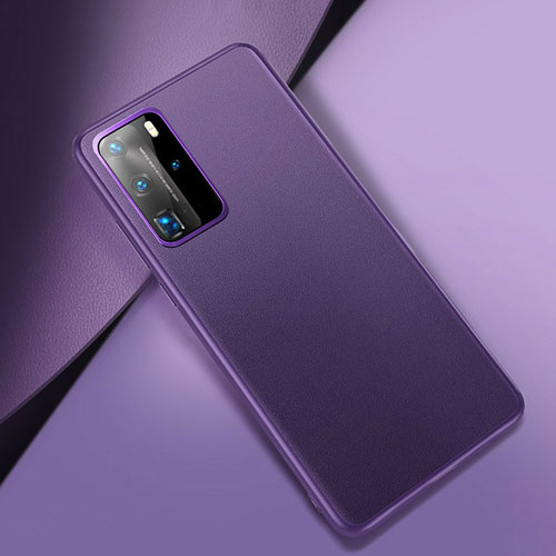 Soft Luxury Leather Snap On Case Cover for Huawei P40 Pro Purple