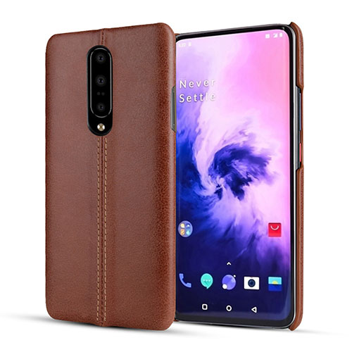 Soft Luxury Leather Snap On Case Cover for OnePlus 7 Pro Brown