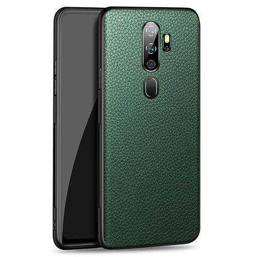 Soft Luxury Leather Snap On Case Cover for Oppo A5 (2020) Green
