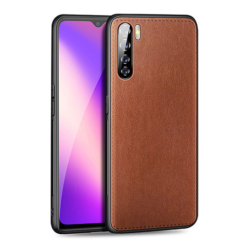 Soft Luxury Leather Snap On Case Cover for Oppo A91 Brown