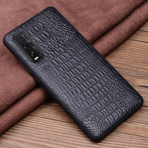 Soft Luxury Leather Snap On Case Cover for Oppo Find X2 Black
