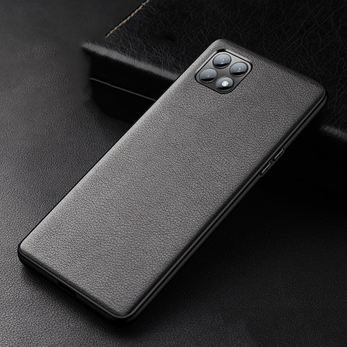 Soft Luxury Leather Snap On Case Cover for Oppo Reno4 SE 5G Black