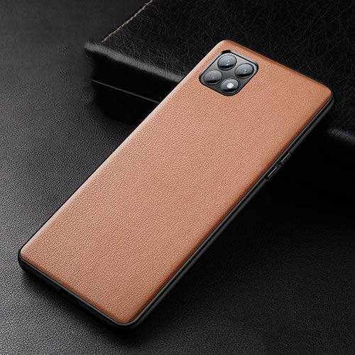 Soft Luxury Leather Snap On Case Cover for Oppo Reno4 SE 5G Brown